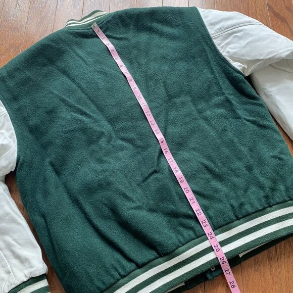 Levis Silver Tab Green and White Leather Varsity Bomber - Picture 11 of 13